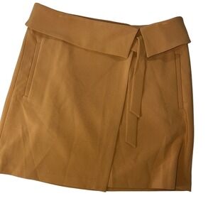 LOFT Skirt Women's Size 12 Caramel Brown Tie Waist Mini Short Career Casual